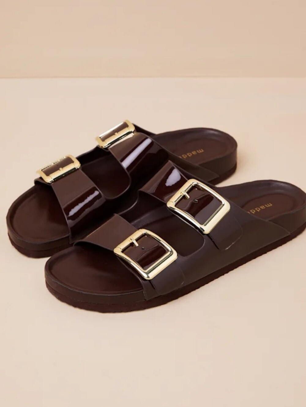 Madden Girl Patent Brown Bodie Sandals